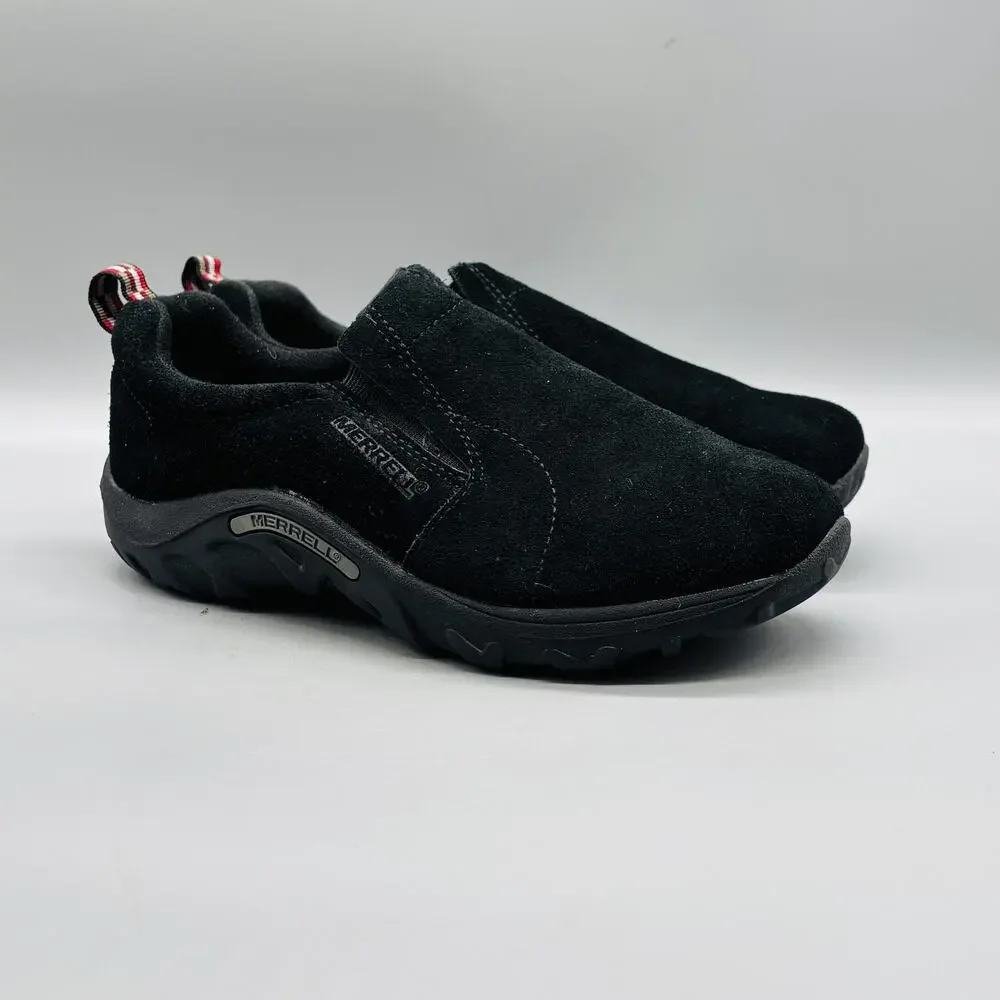 Merrell Shoes Boys 5 Black Suede Jungle Moc Sneakers Slip On Comfort Outdoor